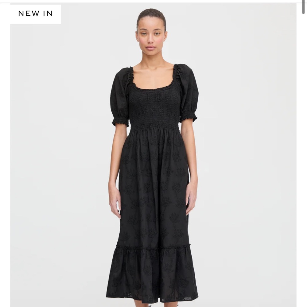 Hill House Black Ruffled Tiered Midi Dress